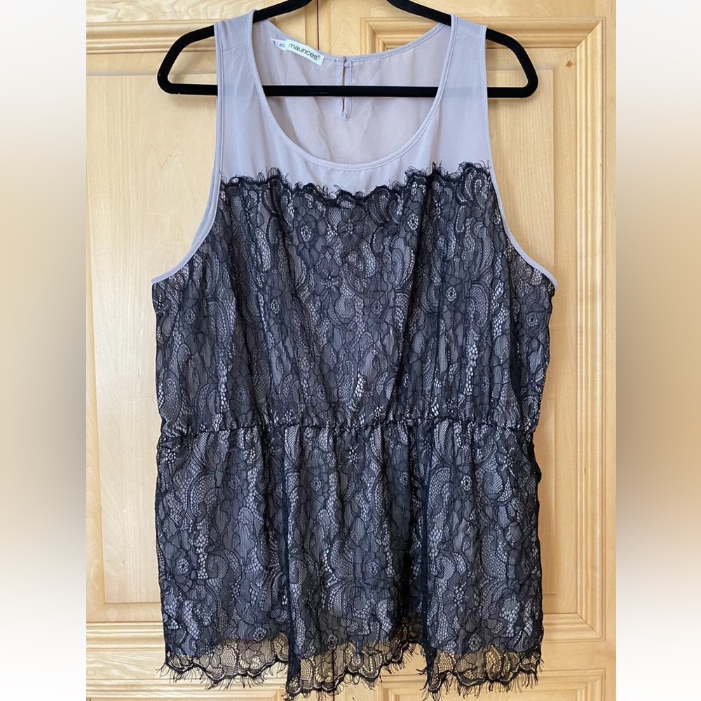 Maurices Sz 3 Black/Tan Lace Blouse Cute Sexy